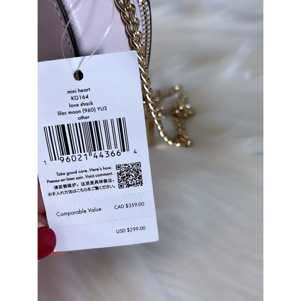 kate spade Heart Mini Crossbody in  Lilac with Pearl Studs - Picture 3 of 6
